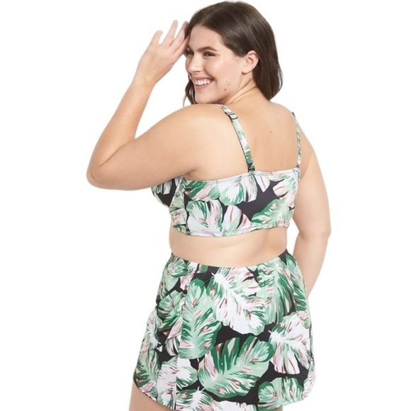 Lane Bryant NWOT Longline Underwire Buckle Swim Bikini Top - Aruba Palm 40D - Picture 2 of 5